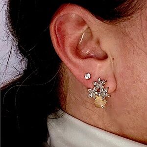 3 for $15! | Three-Star White EARRINGS | Beige Fire Stone | Gold Tone